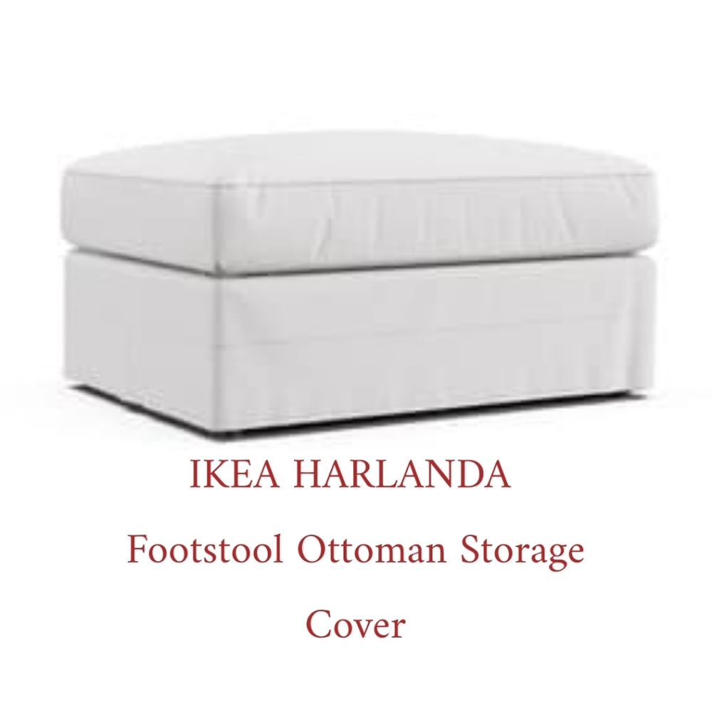 IKEA HARLANDA Footstool Ottoman Storage Cover, Inseros White
